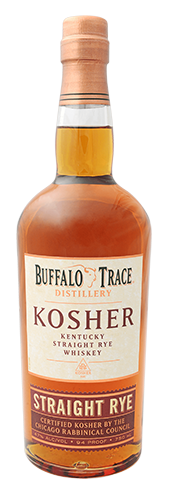 Buffalo Trace Kosher Straight Rye bottle with transparent background